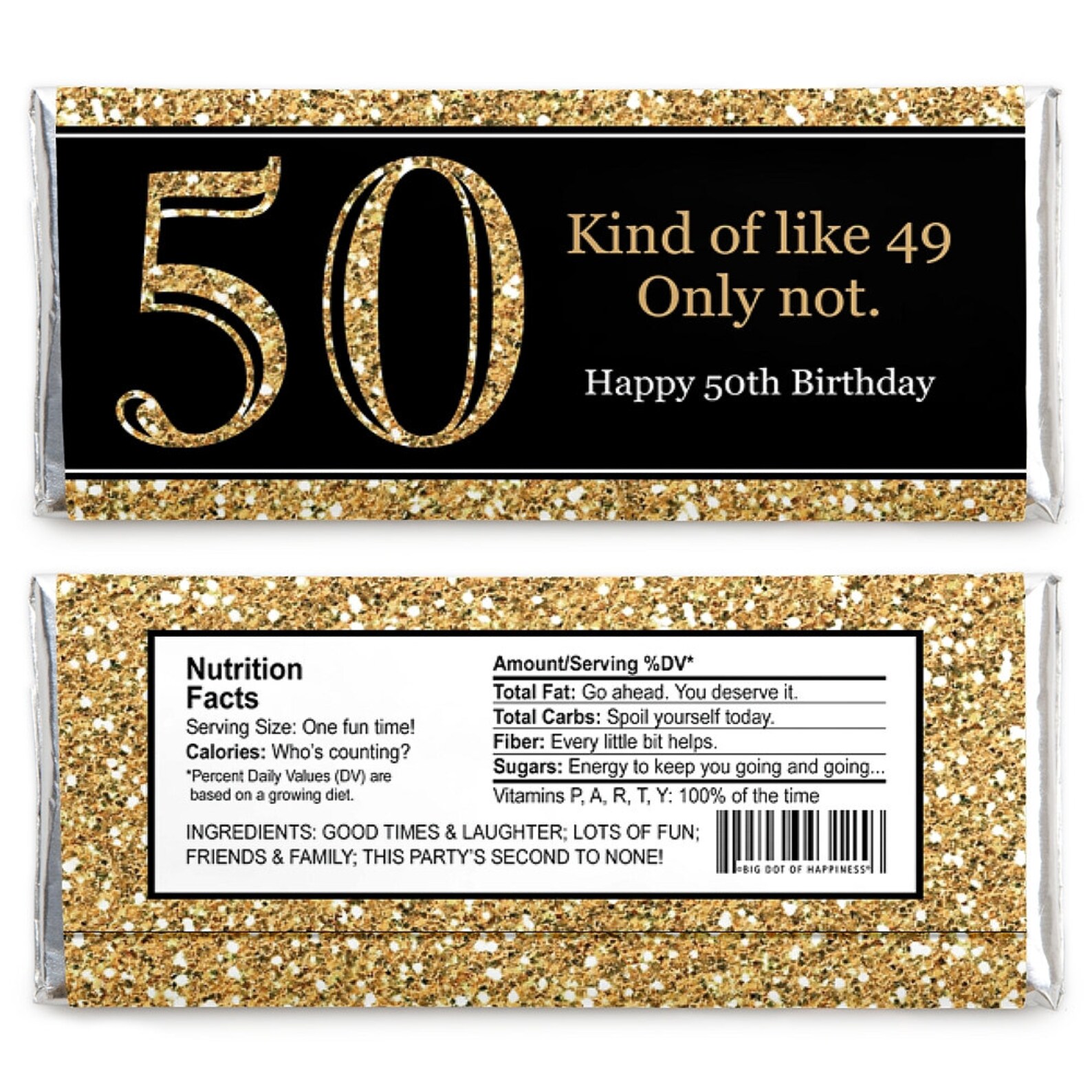 50th Birthday Candy Bar Wrappers Adult 50th Birthday Gold Etsy