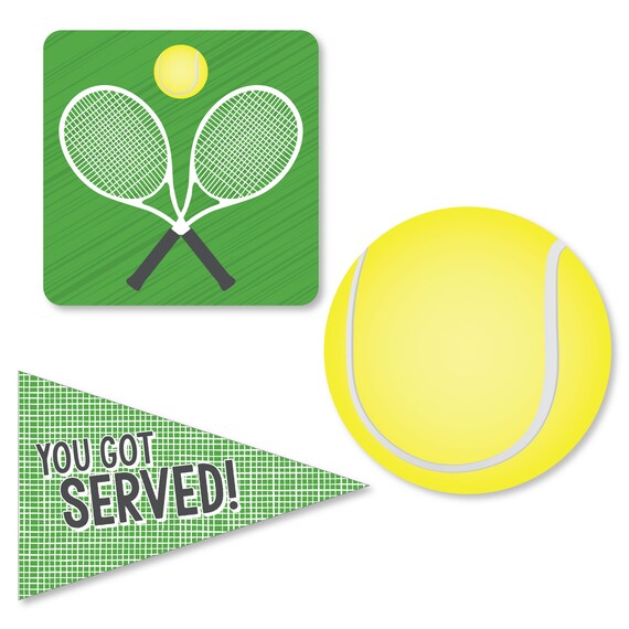 You Got Served - Tennis - Small DIY Shaped Baby Shower Paper Cut Outs - Tennis Ball Shaped Birthday Party Die Cut Decoration Kit - 24 Pc. Il_570xn