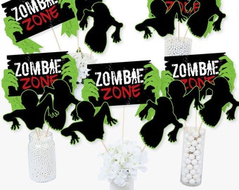Zombie Zone - Centerpiece Sticks - Halloween or Birthday Zombie Crawl Table Toppers - Halloween Party Supplies - 15 Ct.