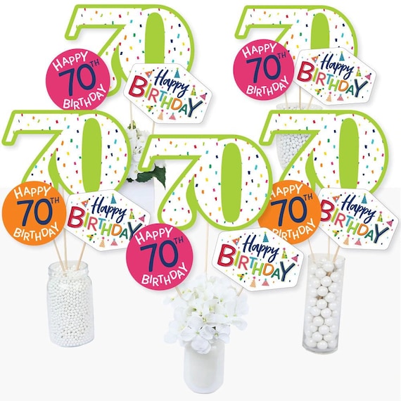 Happy Birthday Centerpiece Sticks - 12 Piece Double-Sided Glitter Table Toppers