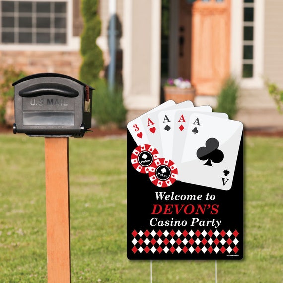 Bannière Anniversaire Casino - Thème Poker, Las Vegas, Décoration Fête à Thème DIY