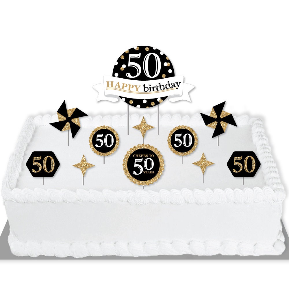 Adult 50th Birthday Gold Birthday Party Cake Decorating Etsy