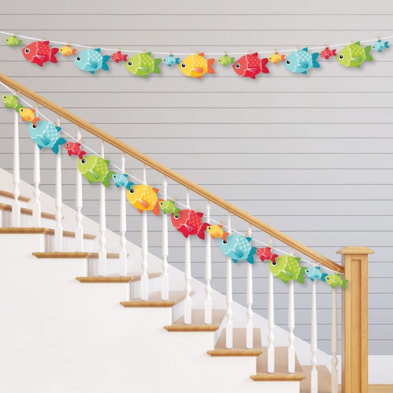 Big Dot of Happiness Let's Go Fishing - Fish Themed Birthday Party or Baby Shower DIY Decorations - Clothespin Garland Banner - 44 Pieces