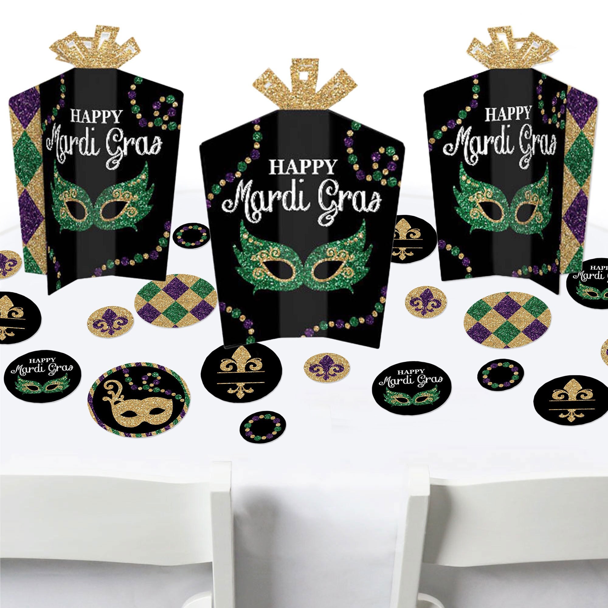Mardi Gras Masquerade Party Decor and Confetti Terrific Table Centerpiece Kit Set of 30