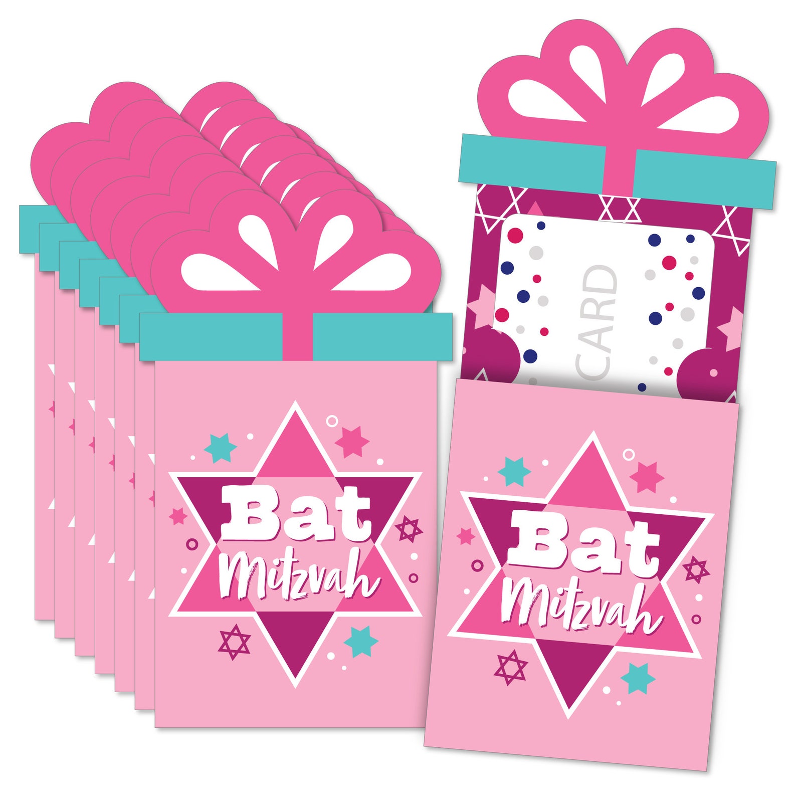Pink Bat Mitzvah Girl Party Money and Gift Card Sleeves Etsy