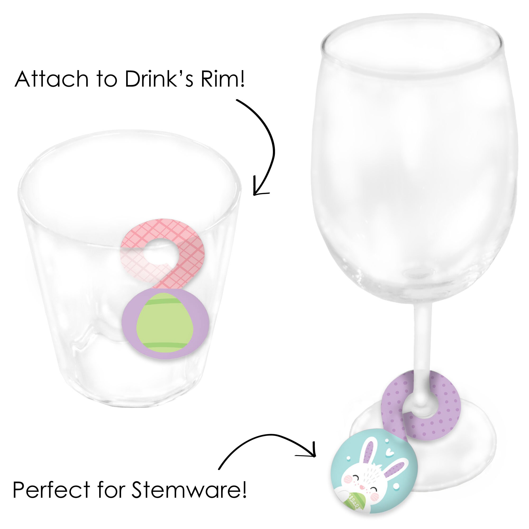 46PCS Wine Glass Charms Wine Glass Markers Wine Glass Markers Tags Wine Glasses Identifier Drink Markers Wine Glass Tags For Birthday Wine Party Decorations