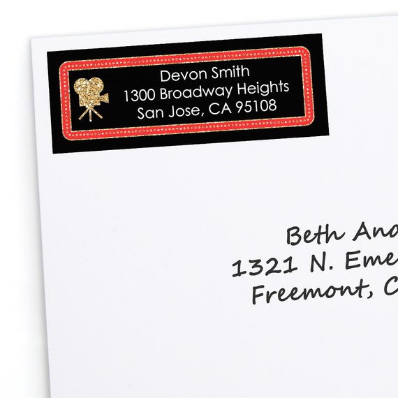 Red Carpet Hollywood - Address Labels - Personalized Movie Night Party Return Address Sticker - Red Carpet Event Address Labels - 30 Ct. Il_570xn