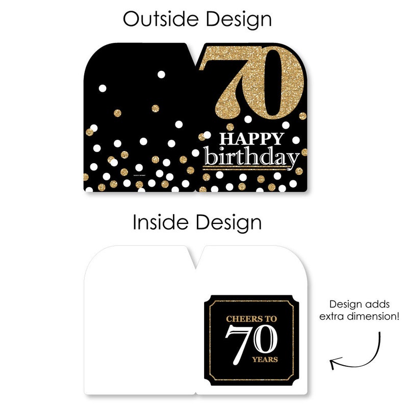 Adult 70th Birthday Gold Happy Birthday Big Greeting Card Giant Shaped Jumborific Card 16.5 x 22 inches image 5