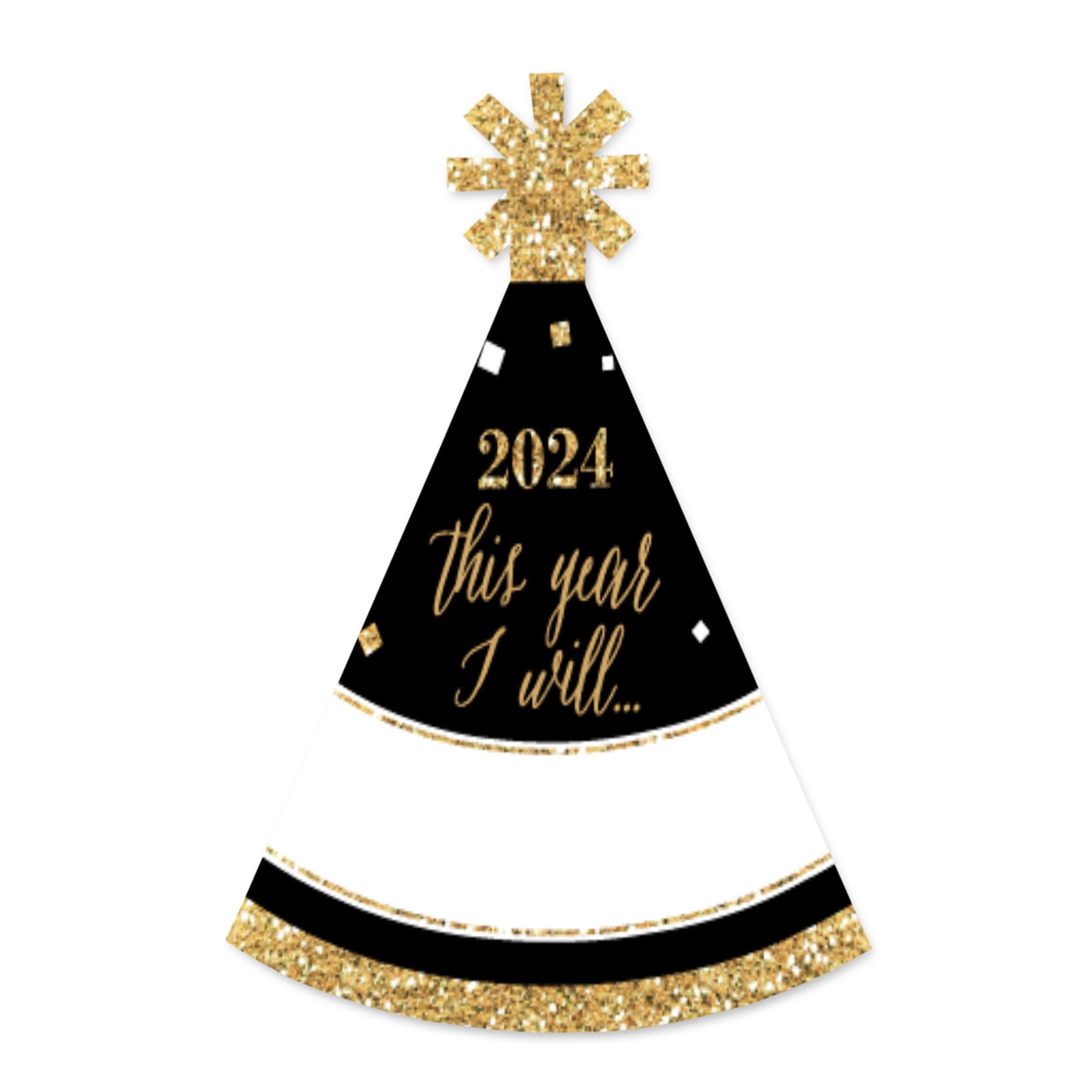 Réveillon du Nouvel An Or Mini Cône 2024 Chapeaux de fête