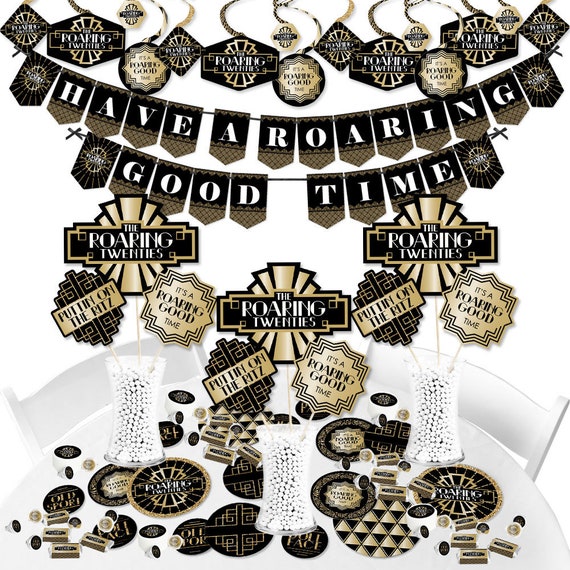 Roaring 20 S 1920s Art Deco Jazz Party Supplies Banner Etsy