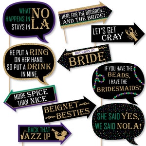 NOLA Bride Squad - Funny New Orleans Bachelorette Party Photo Booth Props - Mardi Gras Bachelorette Party Photo Booth Props-10 Prop
