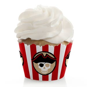 Pirate - Cupcake Wrappers - Beware of Pirates - Birthday Party Supplies - Pirate Birthday Party Decorations - 12 Cupcake Liners