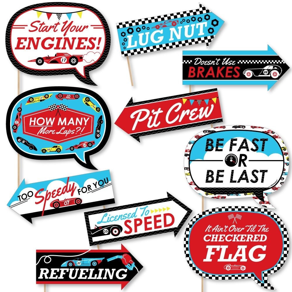 Let's Go Racing - Racecar Photo Booth Props - Race Car Photo Booth Prop ...