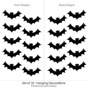 Hanging Black Bats Outdoor Halloween Porch & Tree Yard Decorations Halloween Tree Ornaments Hanging Halloween Decor 10 Piece Set image 3