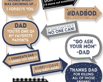 Funny Father's Day - Photo Booth Props - My Rad is Rad Father's Day Photo Booth Prop Kit - 10 Photo Props