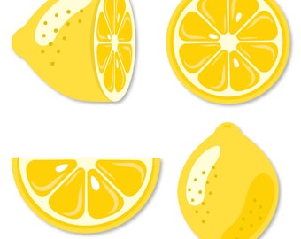 So Fresh - Lemon - DIY Shaped Die Cut Paper Cut Outs - Citrus Lemonade Party Decor - Small Lemon Party Die-cuts - Lemon Party - 24 Pc.