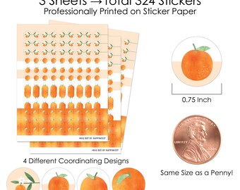 Little Cutie Baby Shower Stickers - 500 Citrus Circle Labels For Party Favors