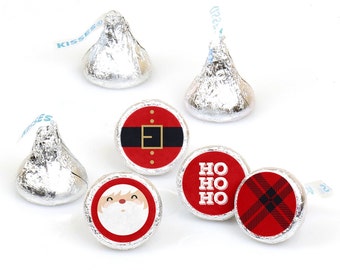 Jolly Santa Claus - Round Candy Christmas Party Sticker Favors - Labels Fit Chocolate Candy (1 Sheet of 108)