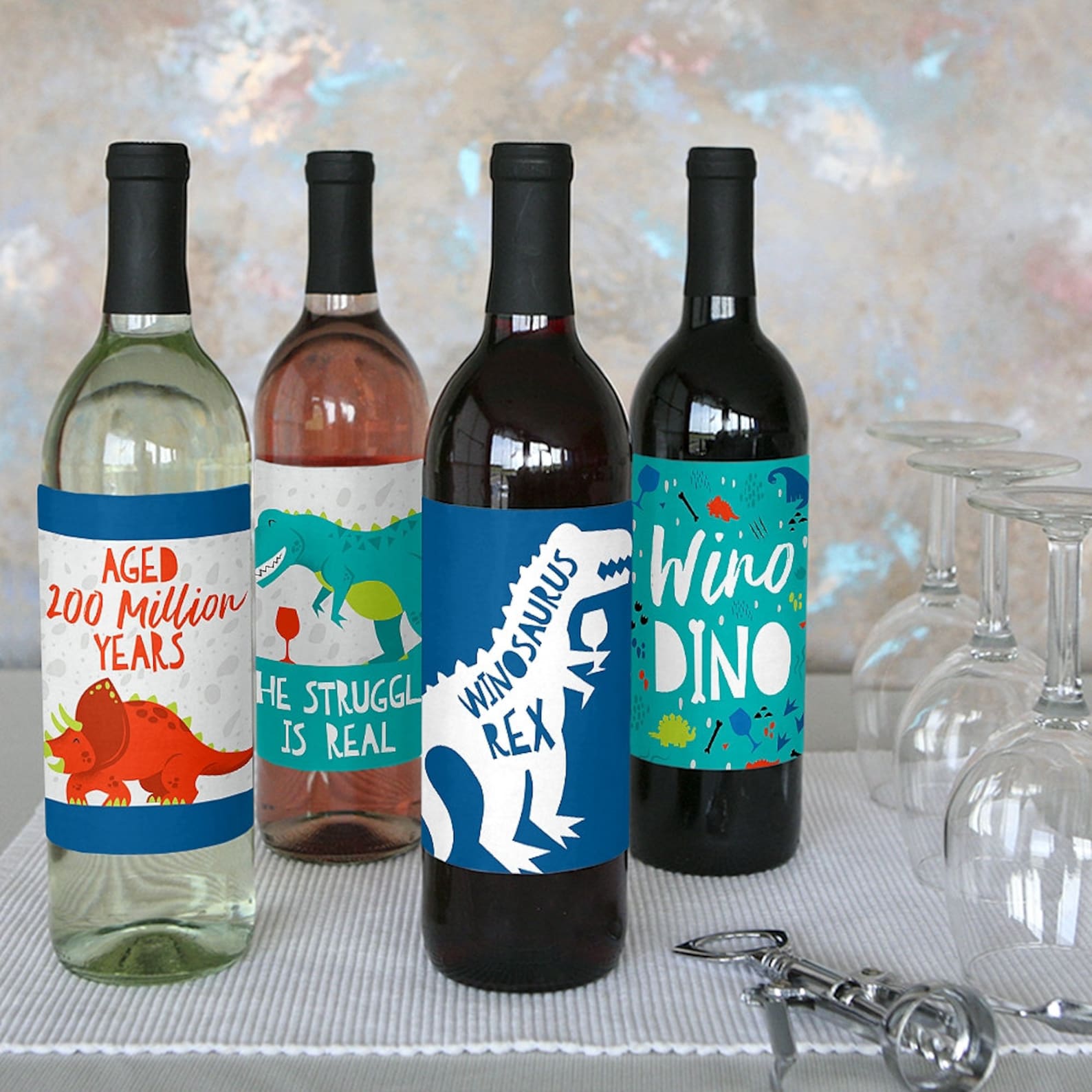 Roar Dinosaur Wine Bottle Labels Dino Mite Trex Wine Gifts Etsy