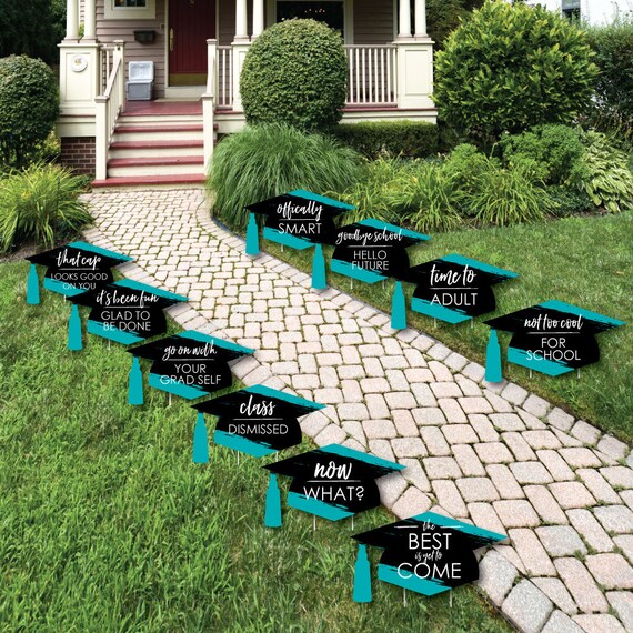Teal Grad Best Is Yet To Come Grad Cap Shaped Graduation Lawn