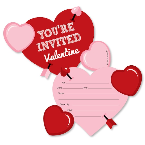 Conversation Hearts Shaped Fillin Invitations Valentine's Day