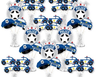 Calling All Units - Police - Cop Birthday Party or Baby Shower Centerpiece Sticks - Showstopper Table Toppers - 35 Pieces