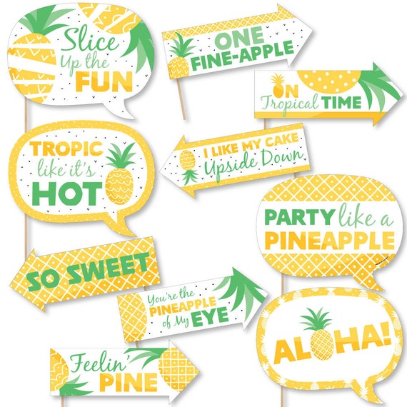 Funny Tropical Pineapple - Summer Party Photo Booth Props Kit - Hawaiian Party Photo Booth Prop Kit - Selfie Photo Props - 10 Piece Il_570xn
