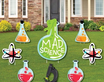 Scientist Lab - Yard Sign and Outdoor Lawn Decorations - Mad Science Baby Shower or Birthday Party Yard Signs - Set of 8