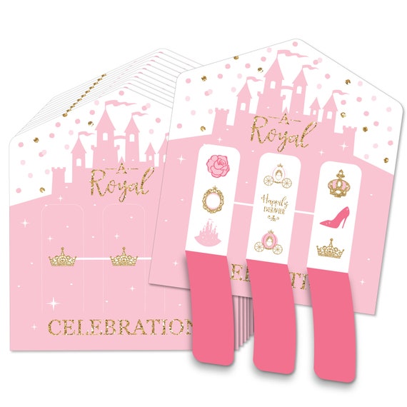 Little Princess Crown - Pink and Gold Princess Baby Shower or Birthday Party Game Pickle Cards - Pull Tabs 3-in-a-Row - Set of 12 Il_570xn