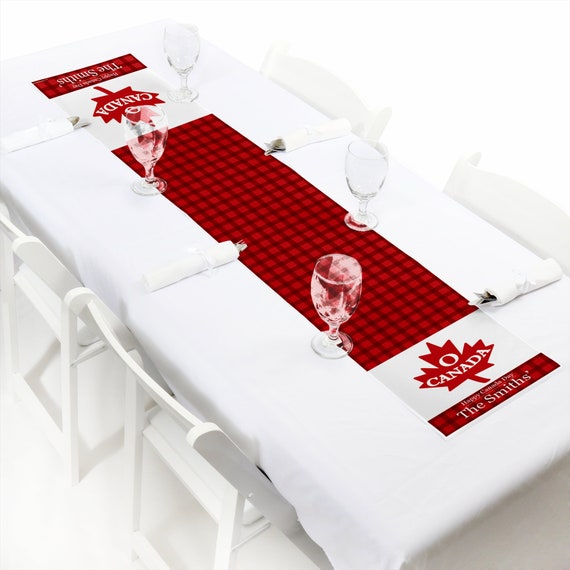 Canada Day - Canadian Party Table Decor - Happy Canada Day Petite Table Runner - Maple Leaf Table Decorations - Personalized Party Supplies Il_570xn
