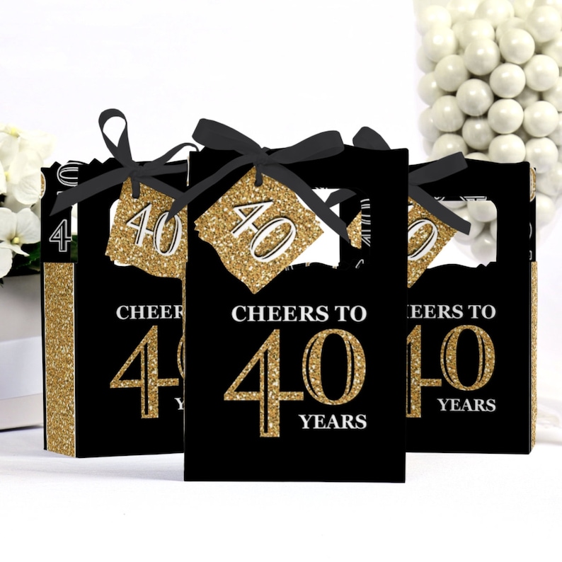 Adult 40th Birthday Gold Birthday Party Favor Boxes Set Etsy 40th-birthday-party-ideas-gag-gifts-decorations-diy-crafty