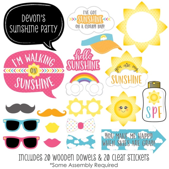 You Are My Sunshine - Photo Booth Props - You Are My Sunshine Photo Accessories for Baby Shower, Birthday Party - 20 Photo Props & Dowels Il_570xn
