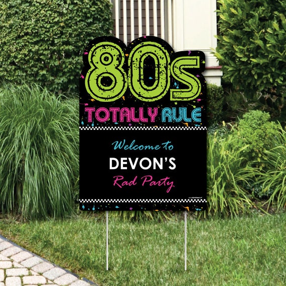 80's Retro Welcome Sign - Totally 1980s Party Outdoor Lawn Decorations - Eighties Party Decorations - 80's Rock Party - I Love the 80s Party Il_570xn