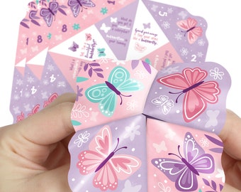 Beautiful Butterfly - Floral Baby Shower or Birthday Party Cootie Catcher Game - Jokes and Dares Fortune Tellers - Set of 12