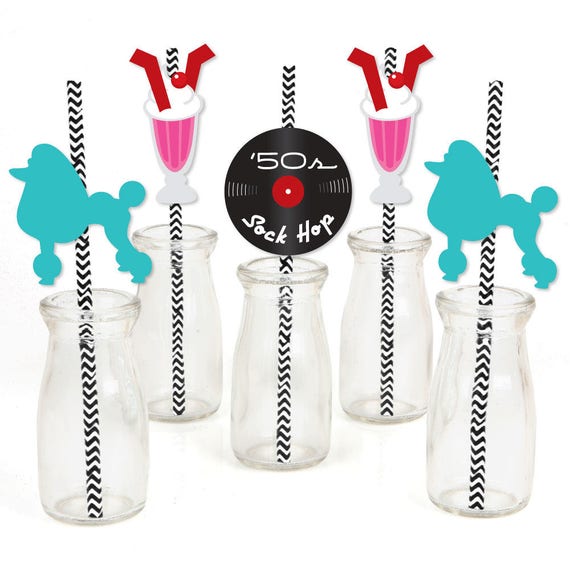 50 S Sock Hop Die Cut Straw Decorations 1950s Rock N Etsy