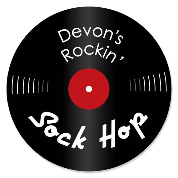 50 S Sock Hop Circle Sticker Labels Personalized 1950s Rock N