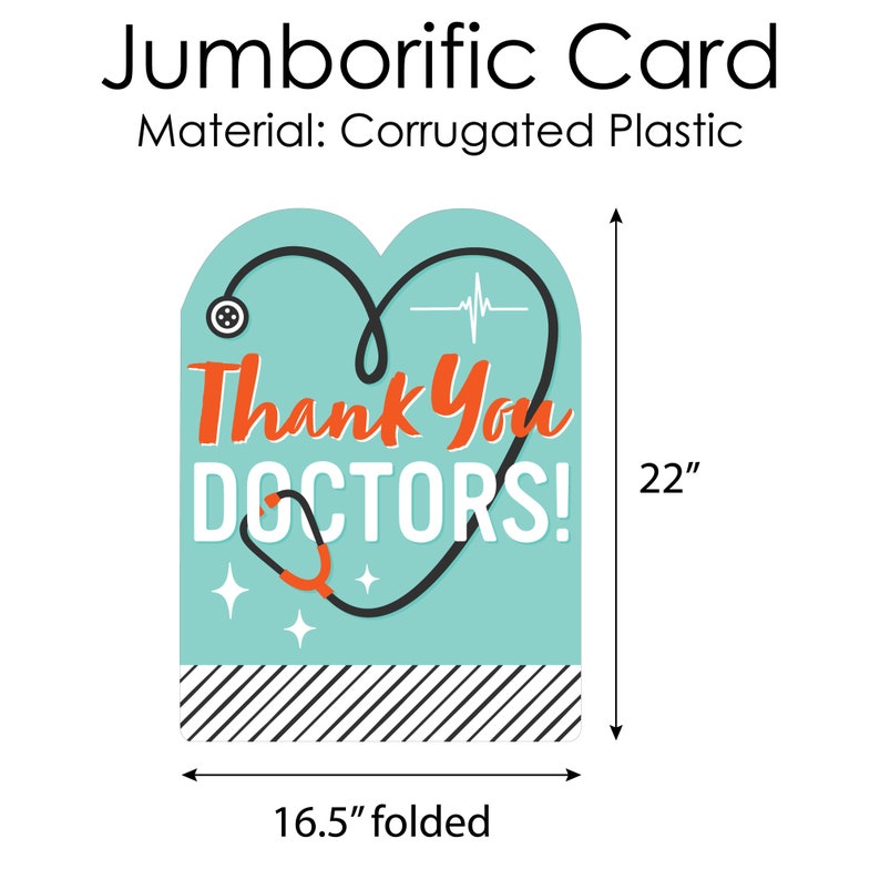 Thank You Doctors Doctor Appreciation Week Giant Greeting Card Big Shaped Jumborific Card 16.5 x 22 inches image 4