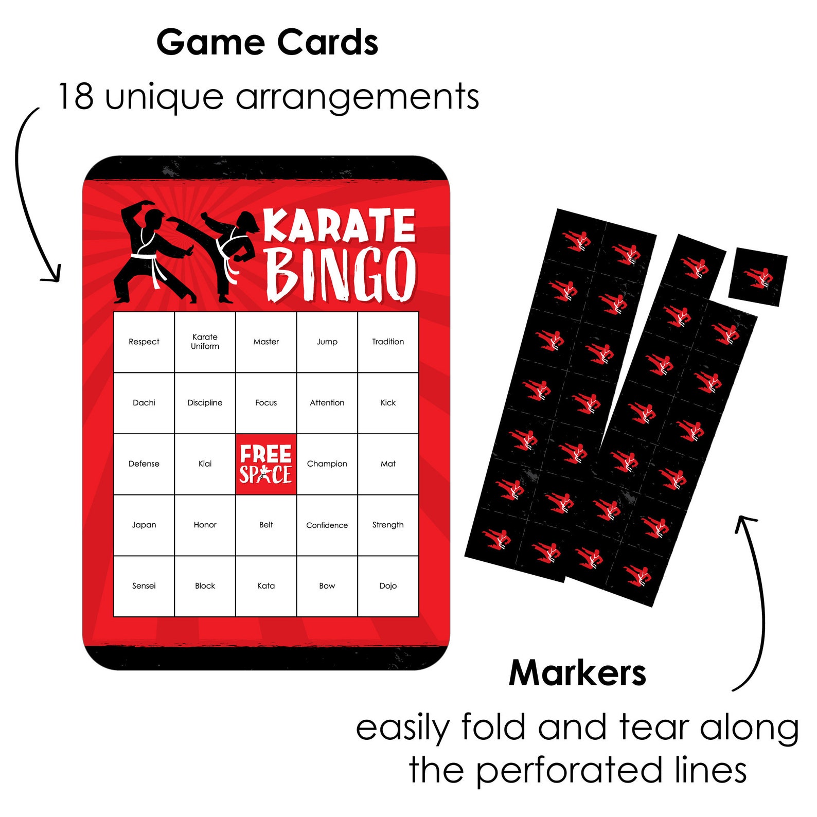 Karate Master Bingo Cards and Markers Martial Arts - Etsy