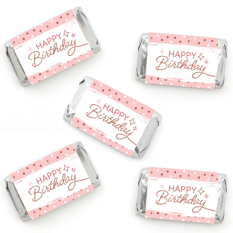Pink Rose Gold Birthday Mini Candy Bar Wrapper Stickers Etsy