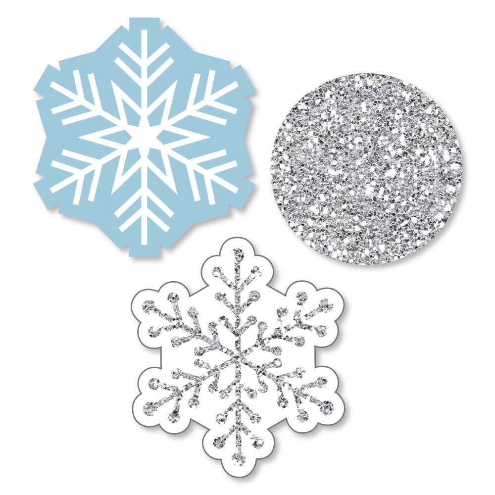 Winter Wonderland Shaped Paper Cut Outs Snowflake Holiday Party Winter Wedding Decoration Kit 24 Pc Set