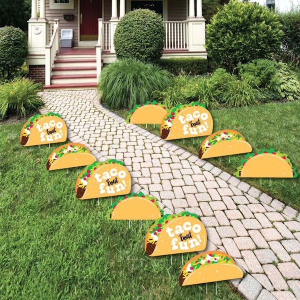Taco ‘Bout Fun - Lawn Decorations - Outdoor Mexican Fiesta Yard Decorations - 10 Piece
