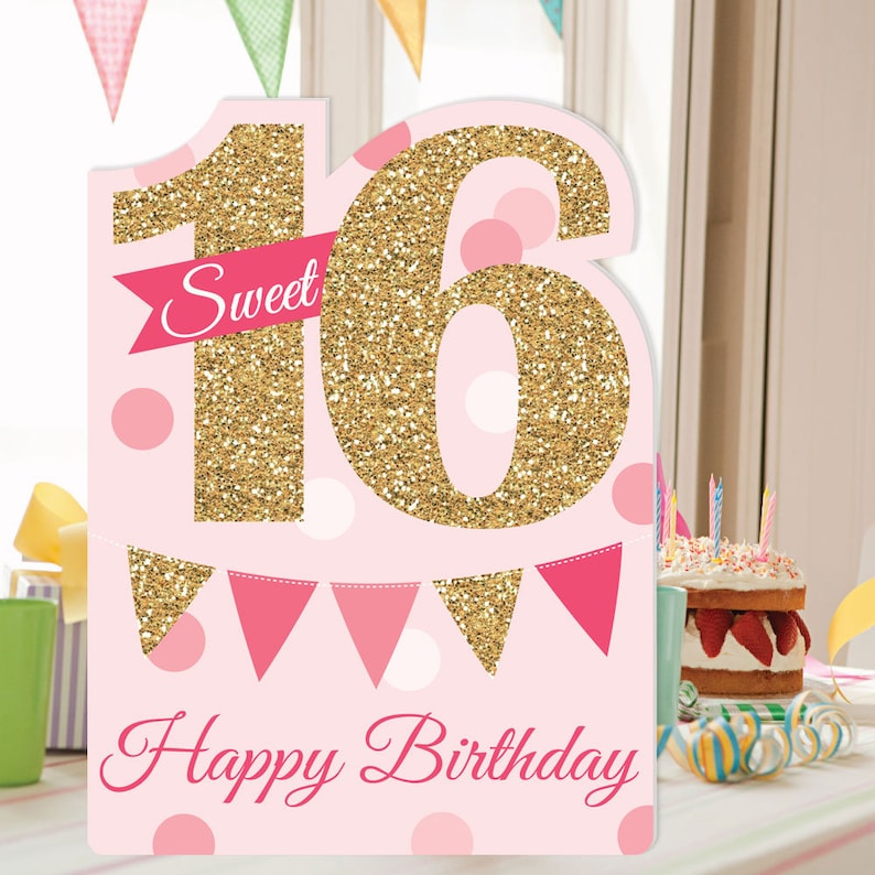 Sweet 16 Happy 16th Birthday Big Greeting Card Giant Etsy