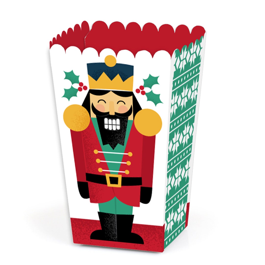 Christmas Nutcracker Holiday Party Favor Popcorn Treat Boxes Set of 12