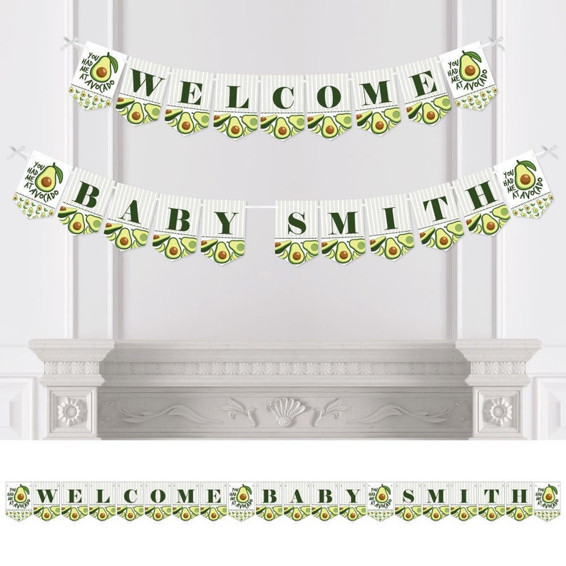 Personalized Hello Avocado Welcome Baby Custom Name Banner Custom Fiesta Baby Shower Bunting Banner /& Decorations