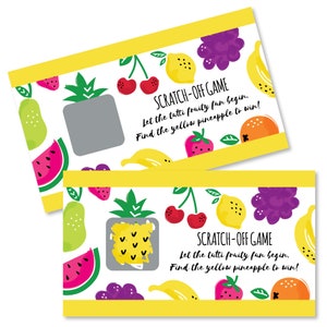 Tutti Fruity - Scratch Off Game - Frutti Summer Baby Shower or Birthday Party Game Cards - Two-tti Frutti Scratch Off Game - 22 Count