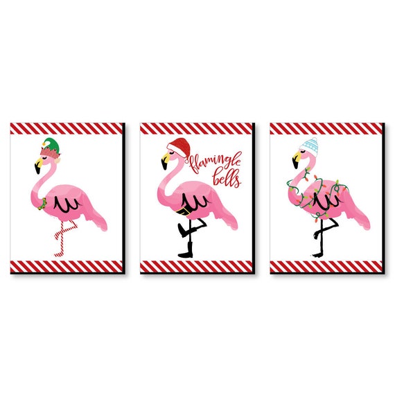 Tropical Flamingo Christmas Party Favor Popcorn Treat Boxes Flamingle Bells Set of 12 Tropical Flamingo Christmas Party Favor Popcorn Treat Boxes Flamingle Bells Set of 12