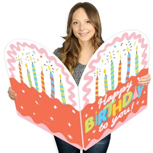 Party Time -Happy Birthday Giant Greeting Card - Big Shaped Jumborific Card - 16.5 x 22 inches