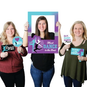 Must Dance to the Beat - Dance - Birthday Party or Dance Party Selfie Photo Booth Picture Frame and Props - Printed on Sturdy Material