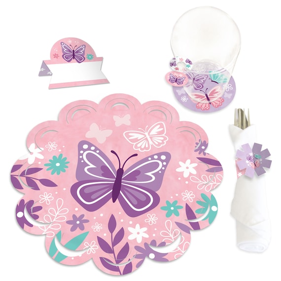 Beautiful Butterfly - Floral Baby Shower or Birthday Party Paper Charger and Table Decorations - Chargerific Kit - Place Setting for 8 Il_570xn