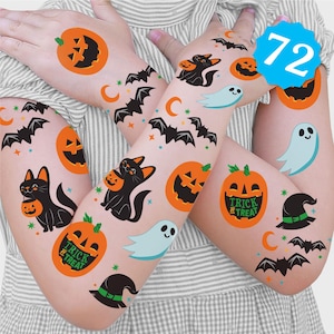 Jack-O&#39;-Lantern Halloween - Kids Birthday Party Favor - Goodie Bag Filler - Halloween Temporary Tattoos - Set of 12